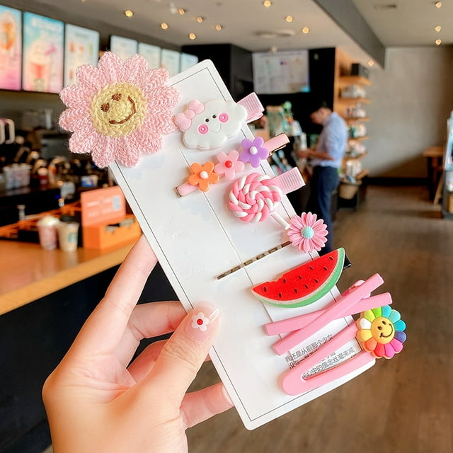 Hair Clips for Girls,No Slip Metal Snap Hair Clips Barrettes Cute Flower Animal Fruit Printed Pattern Cartoon Design Hairpins(#27)
