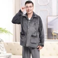 thumbnail image 5 of Pijamas de lana Coral de talla grande para hombre, traje de ropa para el hogar de franela de manga larga cálida con forro polar grueso, 5 of 5
