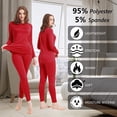 thumbnail image 6 of FELEMO Thermal Underwear for Women Ultra Soft Long Johns Set Women Pajamas Set(Dark Red/S), 6 of 7