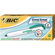 BIC Great Erase Retractable Dry Erase Marker, Fine Point, Green, 1-Dozen