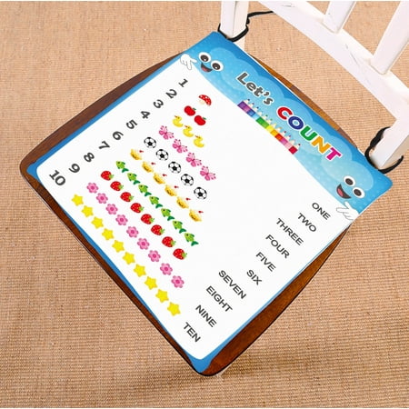 

YKCG Numbers Counting Practice Printable Educational Seat Cushion Chair Cushion Floor Cushion Twin Sides 20x20 inches