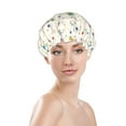 thumbnail image 3 of YFYANG Women's Double Waterproof Shower Cap, Beige Colorful Star Pattern Reusable Hair Cap for All Hair Styles and Head Sizes, 3 of 9