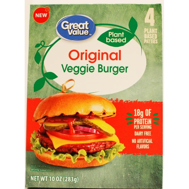 Great Value Original Veggie Burger, 10 oz, 4 Count