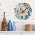 thumbnail image 3 of 10" Artistic Round Wall Decorative Desk Clock Wall Clock Home Decor Oversized Flowers Pattern, 3 of 7