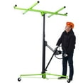 thumbnail image 3 of Trilenars Gypsum Board Rolling Lift Panel, 11 Foot Hoist Jack Lift, Gypsum Board Lift, 150 Lb Load Bearing Panel Lift Tool, Heavy Steel, with Telescopic Arm and 3 Lockable Wheels ,Green + Black, 3 of 5
