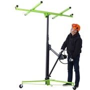 Trilenars Gypsum Board Rolling Lift Panel, 11 Foot Hoist Jack Lift, Gypsum Board Lift, 150 Lb Load Bearing Panel Lift Tool, Heavy Steel, with Telescopic Arm and 3 Lockable Wheels ,Green + Black