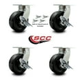 thumbnail image 2 of 8 Inch Heavy Duty Phenolic Wheel Caster Set with Brakes and Swivel Locks Set 4, 2 of 2
