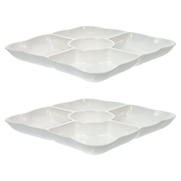 EXHUMKY Large Capacity Multipurpose White Fruit Tray with Multigrid Design for Snacks, Dried Fruits, and Food Storage