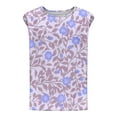 thumbnail image 5 of Tops for Women Sleeveless Round Neck Floral Printed Casual Tank Top Purple S, 5 of 5
