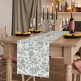 thumbnail image 2 of Turquoise Farmhouse 70 Inch Table Runner, Vintage Flower Leaf Botanical Plant Farmhouse Dresser Scarf Cotton & Linen Tablerunner for Dining/Kitchen Island/Holiday Party Décor 13" x 70", 2 of 9