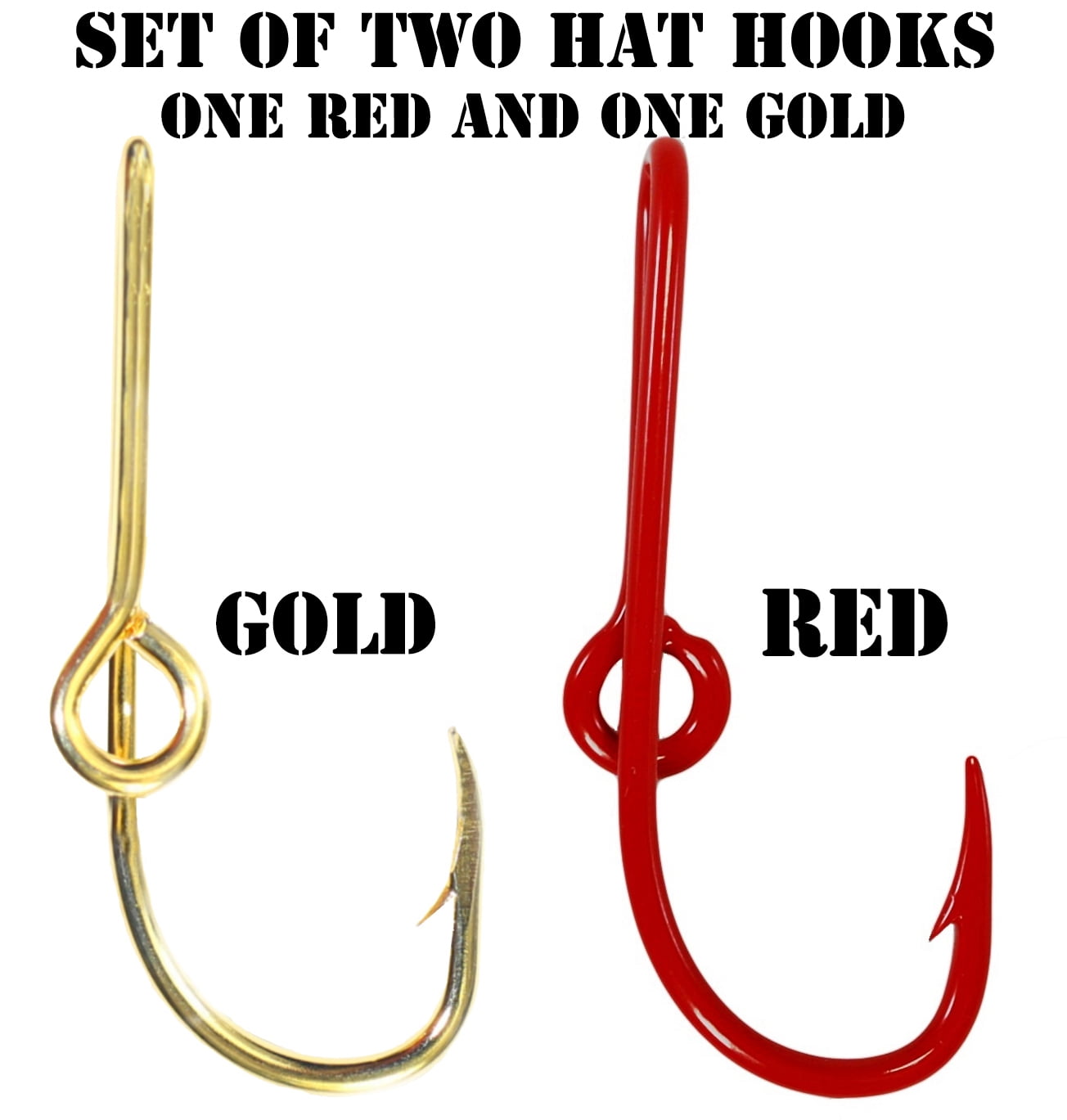 Custom Colored Eagle Claw Hat Fish Hooks for Cap -Set of Two Hat pins- One Red  and One Gold Hat Hook Money/Tie Clasp 