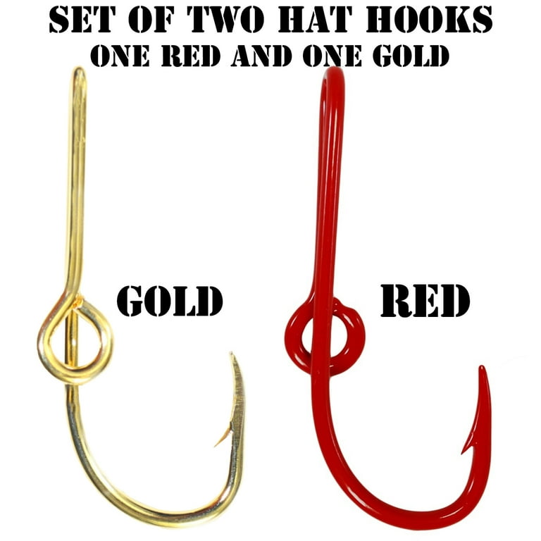 Custom Colored Eagle Claw Hat Fish Hooks for Cap -Set of Two Hat pins- One  Red and One Gold Hat Hook Money/Tie Clasp
