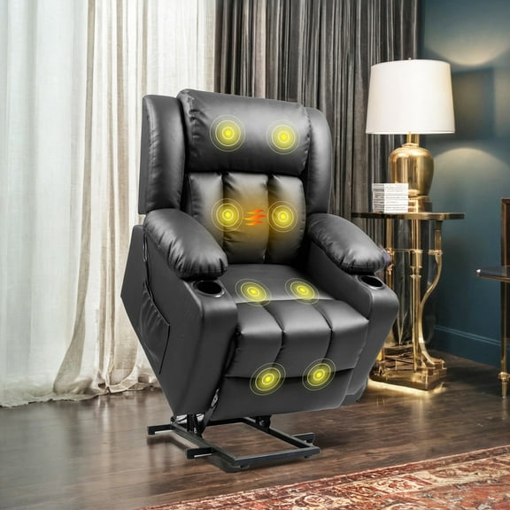 FLEXISPOT Electric Power Lift Recliner Chair for Elderly with Massage and Heat, Cup Holders Side Pockets Massage Recliner Sofa Chairs for Living Room