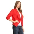 thumbnail image 2 of Women's Fitted Waist Length Jacket Open Front Draped Neck Ruched Sleeves, 2 of 3