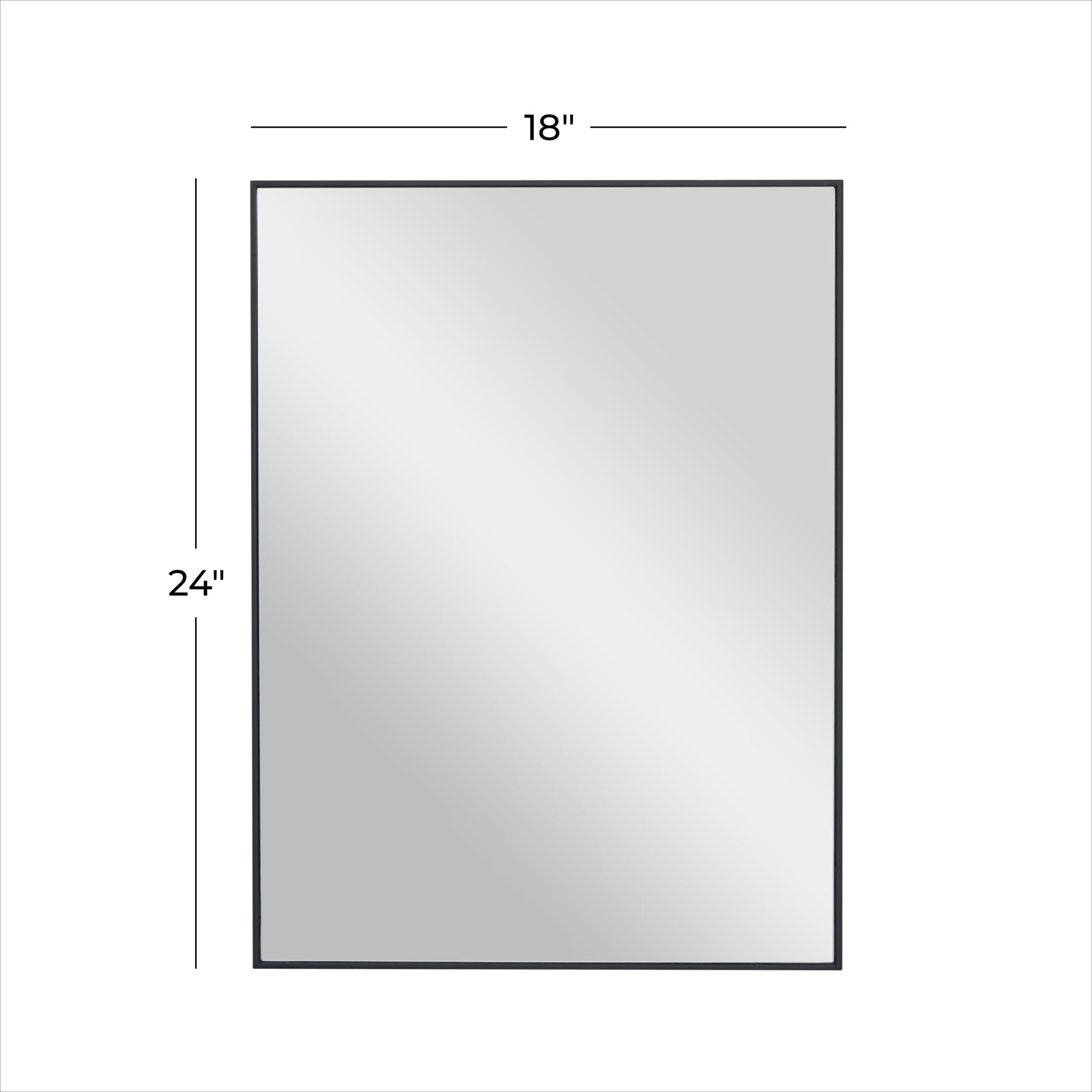 DecMode 18" x 24" Black Wall Mirror with Thin Frame