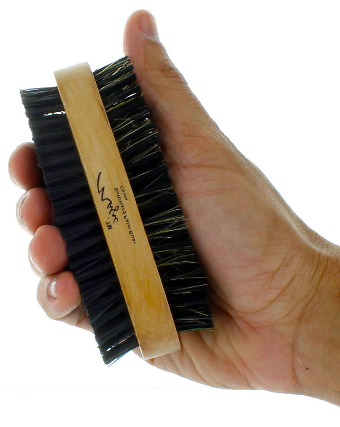 Dual Two Sided Natural Soft & Reinforced Hard Boar Bristles Palm