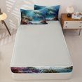 thumbnail image 4 of jejeloiu Sea Animal Turtle Zipper Twin Comforter Sets with Fitted Sheet and 2 Pillowcases Kids,Under The Sea Ocean Style Zipper Bedding Set,Reversible,4 Pieces, 4 of 7