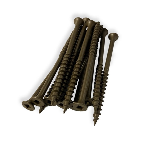 #8 x 3 Deck Screws, Square Drive Bugle Head, Brown Ceramic Ruspert Coated Exterior Wood Screws for Pressure Treated Lumber, Corrosion Resistant, 250 Piece Box