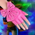 thumbnail image 6 of Fashion Street Dance PU Material Imitation Leather Rivet Dancing Gloves Women Gloves Half Finger Gloves Big Bow BLACK, 6 of 8