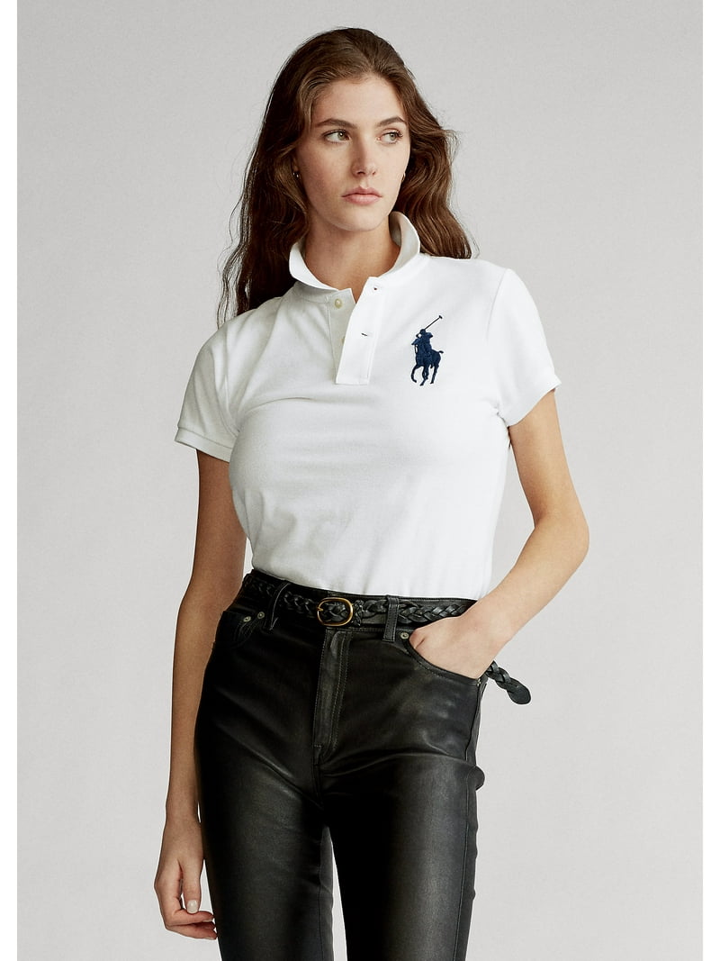 Polo Ralph Lauren WHITE Women's Skinny Fit Big Pony Polo Shirt, US