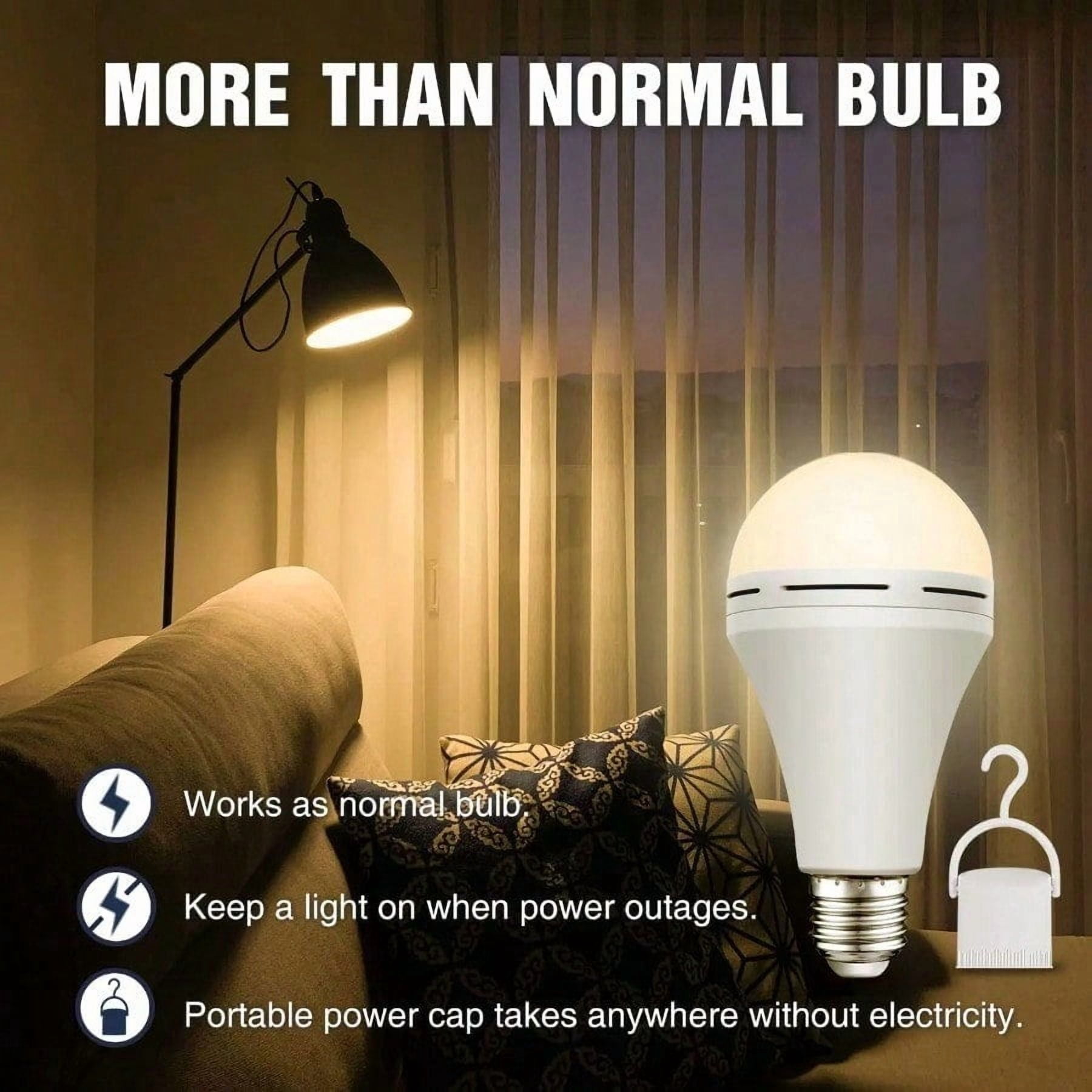 Slssqhz 4 Pack Rechargeable Emergency Light Bulbs Battery Powered LED Light Bulb E27 12W 60W Equivalent for Home Power Outage Camping