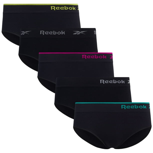 Reebok Women's Underwear - Seamless Hipster Briefs (5 Pack), Size Small,  All Black 