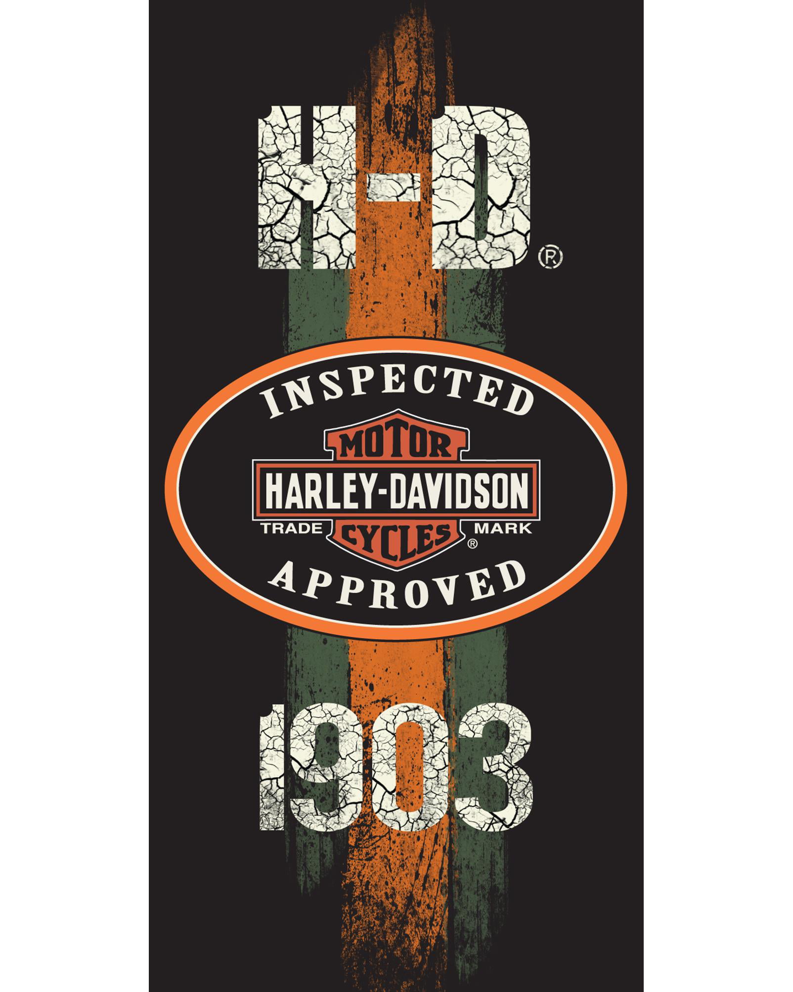 Harley-Davidson Oil Label and Flames Beach Towel 30 in X 60 in.
