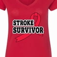 thumbnail image 4 of Inktastic Stroke Survivor with Red Ribbon Women's V-Neck T-Shirt, 4 of 5
