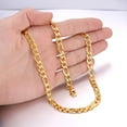 thumbnail image 3 of PROSTEEL Figaro Chain Necklace 6mm 18 Inches 14K Gold Plated Birthday Valentines Day Jewelry Gift for Men Women Adults Age, 3 of 7