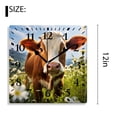 thumbnail image 2 of 12 Inch Wall Clock Battery Operated Silent Clock Decorative for Office, Kitchen, Outdoor, Living Room，Brown Cow with Flowers in Muzzle Colorful, 2 of 4