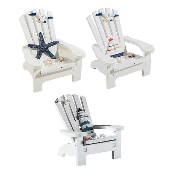 4Pcs Small Wooden Chair Ornament Beach Decor Nautical Decoration for Home Office