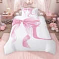 thumbnail image 2 of Erosebridal Girls Pink Bow Twin Bedding, U Letter Duvet Cover Set, Princess Style Bedroom Decor, Pink Reversible 2pcs, 1 Duvet Cover and 1 Pillowcase (No Comforter), 2 of 6