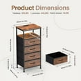 thumbnail image 2 of Nightstand with Charging Station, Bedside Table with 4 Fabric Drawers and USB Type C Ports AC Outlets, Adjustable Feet and Light Strip, Rustic Brown Bedroom Furniture for Dorm Living Room, 2 of 8
