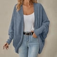 thumbnail image 2 of larppty Women's 2025 Fall Waffle Knit Batwing Long Sleeve Cardigan Loose Open Front Sweater Coat (Blue, XL), 2 of 6