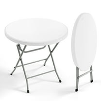 Ktaxon 32" Round Folding Table, Portable Plastic Table for Indoor Outdoor Patio Porch Garden, White