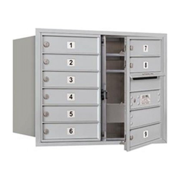 Salsbury 6 Door High Unit 23.50 Inches - Double Column - 9 Mb1 Doors - Aluminum - Front Loading - Usps Access