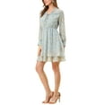 thumbnail image 5 of INSPIRE CHIC Women's Floral Ruffled Tie V Neck Vintage Layered Chiffon Mini Dress M Blue, 5 of 8