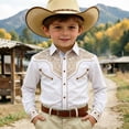 thumbnail image 2 of FINALGANG Boy's Western Cowboy Shirt Printed Long Sleeve Regular Fit Button Down Shirts Boys Western Shirts Kids Cowboy Style Festival Party Tops 10-11 Years, 2 of 4