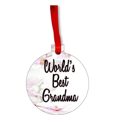 World's Best Grandma - Orchids Round Shaped Flat Hardboard Christmas Ornament Tree Decoration - Unique Modern Novelty Tree Décor (Best Orchids For Indoors)
