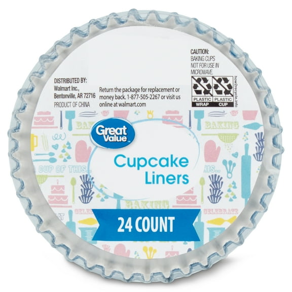 Great Value Cupcake Liners, Metallic Blue, 24 Count