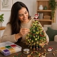 thumbnail image 7 of Aoznliie DIY Christmas Tree Kit, Santa Topper Beaded Tabletop Xmas Tree with Lights, 8x6 Inch Handmade Craft Decor for Shelf Desk, Green, 7 of 7