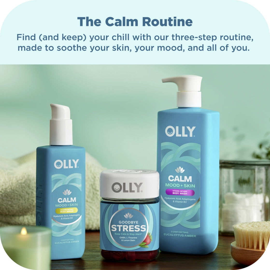 OLLY Limited Edition Peace Please Body Care & Vitamin Gift Set, 3 Count