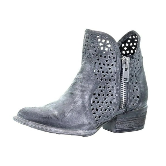 CORRAL Adult Female Gray Cutout Shortie Boots, Size: 6, Width: M (Q5059-M-6)