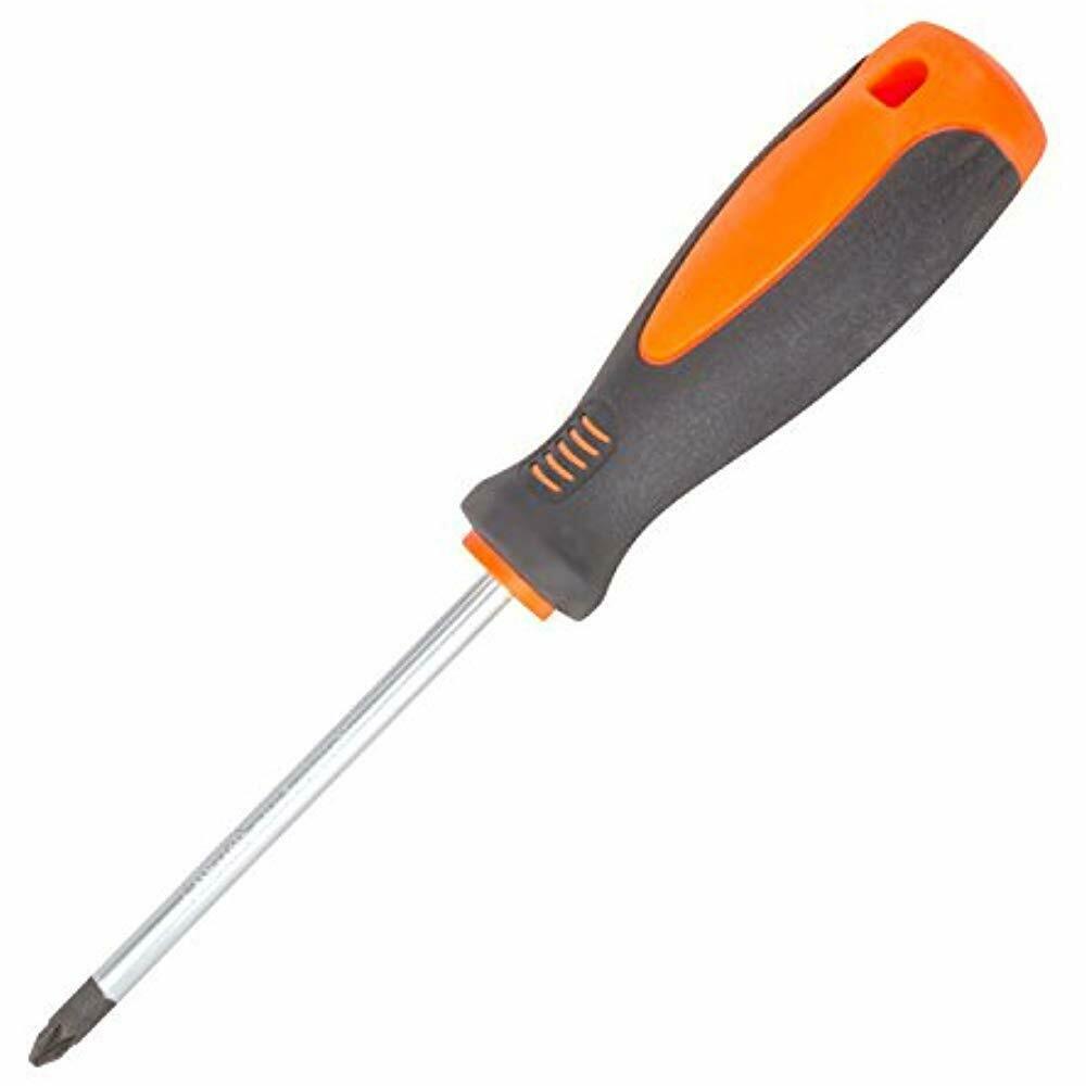 Pozi 2 Screwdriver, Chrome Shaft (Orange Handle) Tools Home Improvement