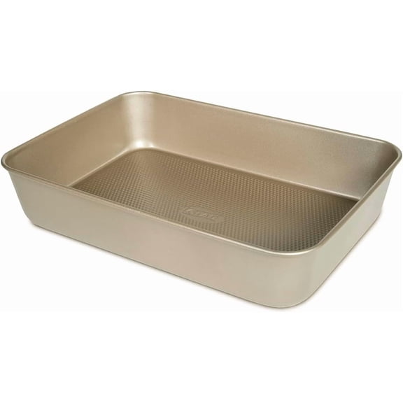 Baking Pan Nonstick - Oblong Metal Dish for Cake and Lasagna - Heavy Duty Carbon Steel Bakeware, Large