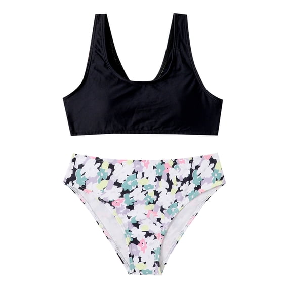 SYPNOS Girls Strawberry Two Pieces Floral Swimsuit 8-12Y Child Crop Tops Tankini Bikini Bathing Suits