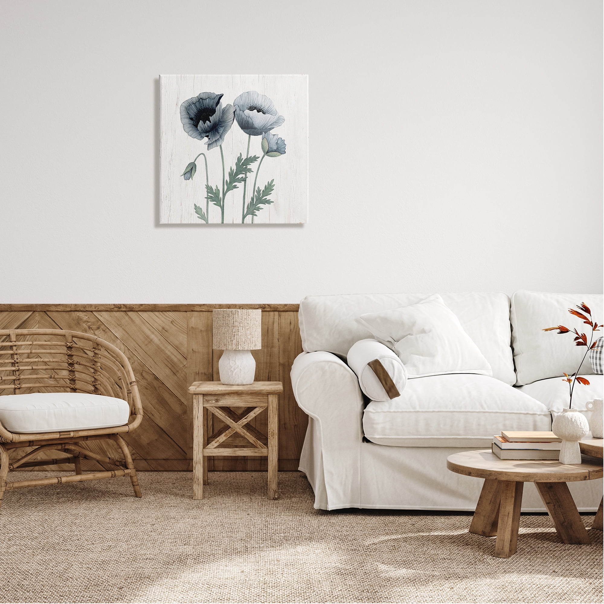 Stupell Industries Spring Poppy Blossoms Budding Flowers Rustic Design Graphic Art Gallery Wrapped Canvas Print Wall Art, Design by Kourtni Gunn