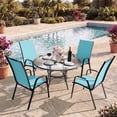 thumbnail image 3 of NAPWANT Patio Dining Chairs, Set of 4 Stackable Outdoor Chairs, All-Weather Space Saving Design, Peacock-Blue, 3 of 9