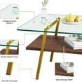 thumbnail image 6 of BJSN Glass Coffee Table for Living Room Small Gold Mid Century Coffee Table for Living Room with Wood Shelves (Black Frame, Transparent Glass   Brown Wood), 6 of 10