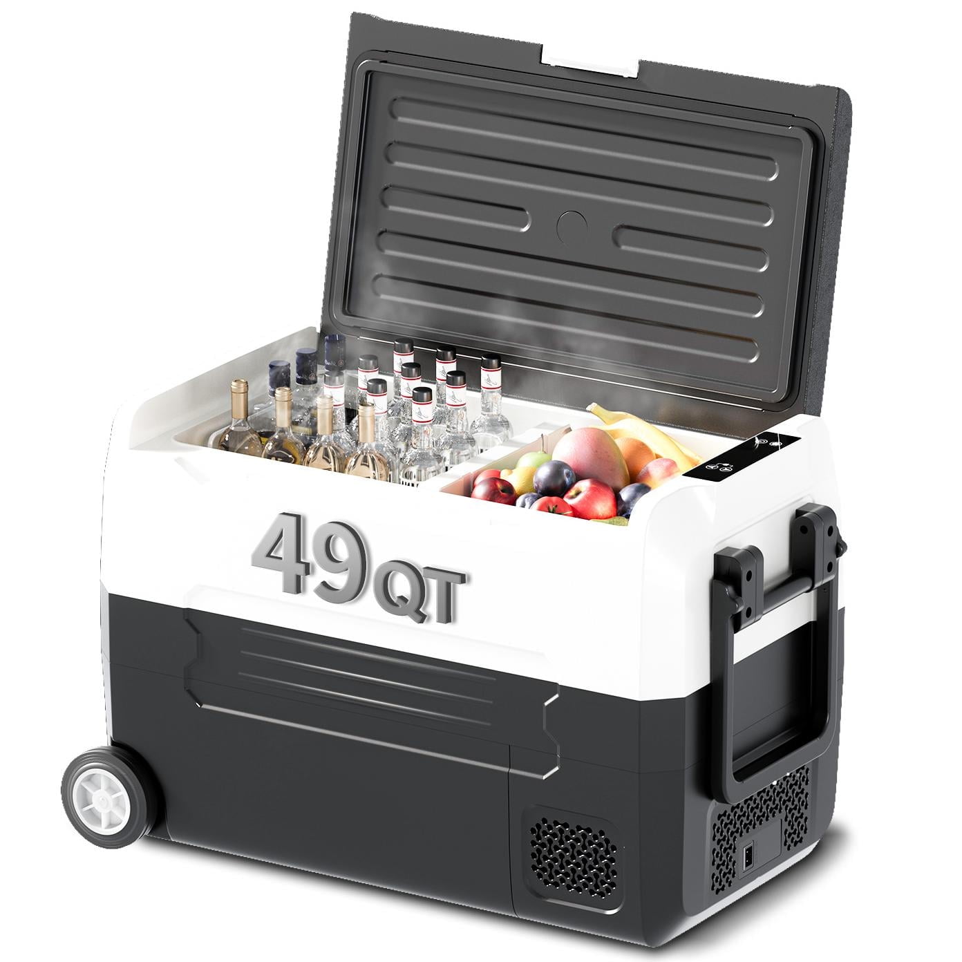 DISHUP 12V Portable Car Refrigerator, 49QT(45L) Electric Cooler with Dual Zone,DC & AC,Ideal for RV, Camping, Travel, Truck